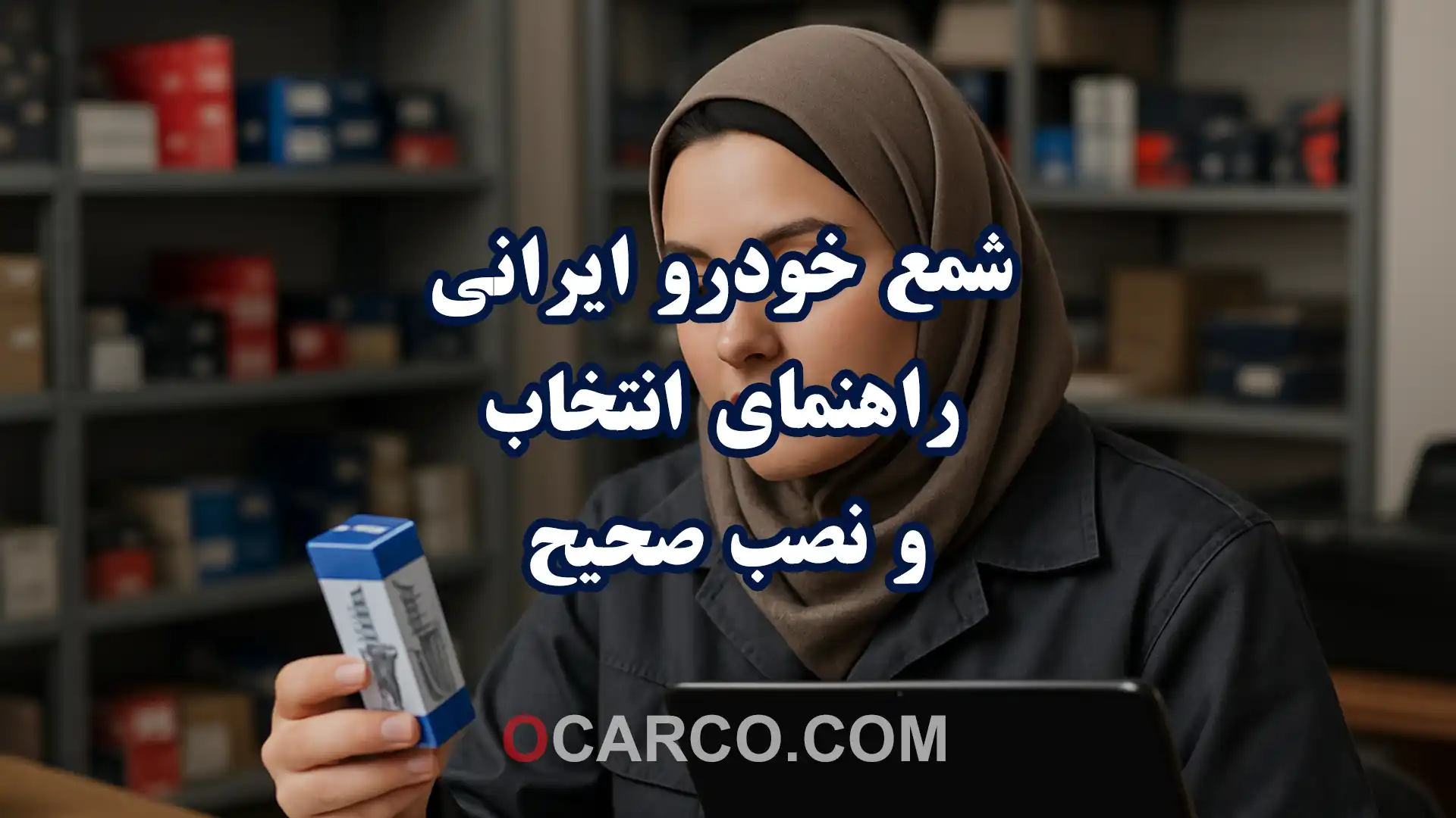نمای نزدیک از شمع خودرو ایرانی همراه با ابزار نصب مطابق راهنمای انتخاب و نصب صحیح.