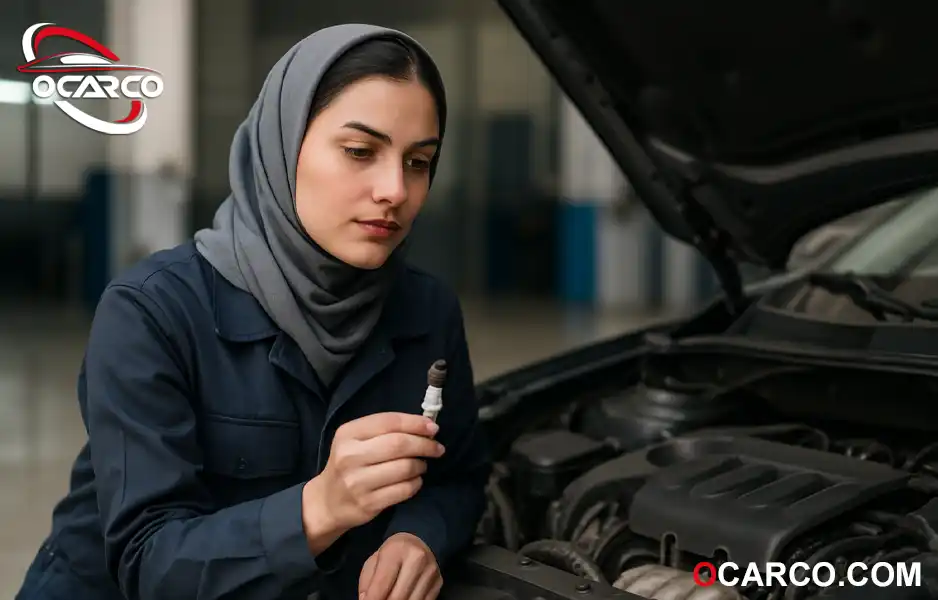 شمع خودرو ایرانی با رسوب و تغییر رنگ برای عیب یابی مشکلات عملکردی موتور.

