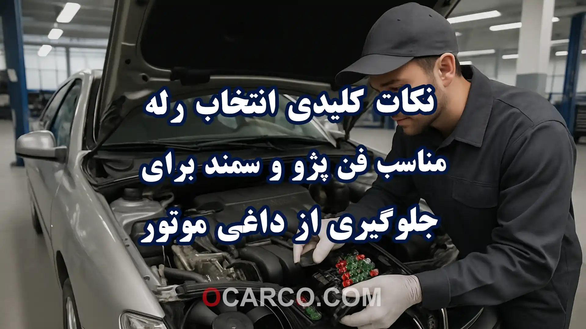 نمای رله فن استاندارد در محفظه موتور پژو و سمند همراه با نکات کلیدی انتخاب رله مناسب برای جلوگیری از داغی موتور