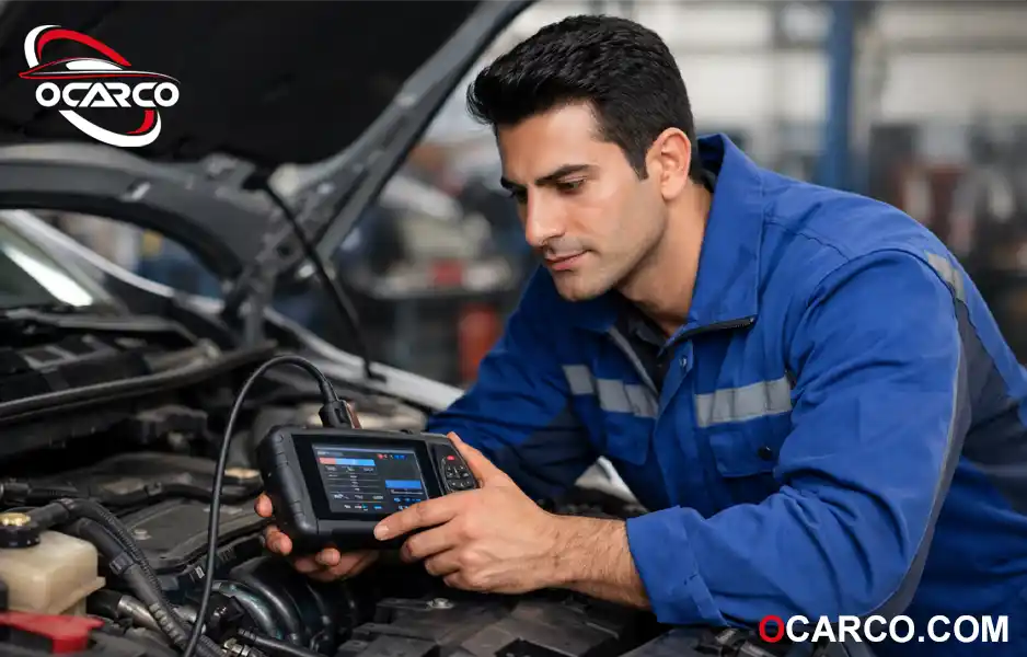 نمایش خطای سنسور اکسیژن سیم کوتاه روی دستگاه دیاگ متصل به ECU خودرو 